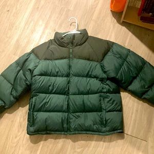 Columbia puffer. Large. 2 tone green. Green on green.